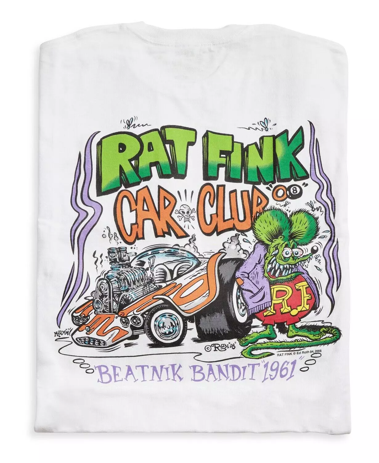 Ed Big Daddy Roth Rat Fink Car White Short-sleeve Unisex T-shirt Cotton
