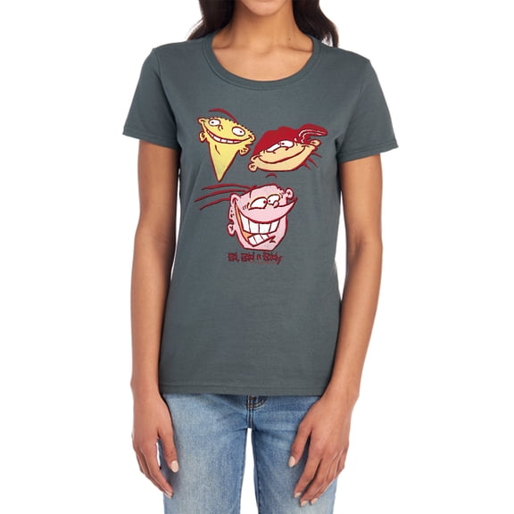 Ed EDD N Eddy Three Heads Women's T Shirt, Charcoal, Large
