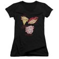 thumbnail image 1 of Ed Edd Eddy Three Heads Junior Women's T-Shirt V-Neck Black, 1 of 1