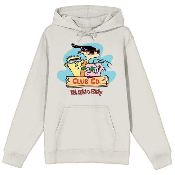Ed Edd N Eddy Club Ed Long Sleeve Sand Adult Hooded Sweatshirt-XL