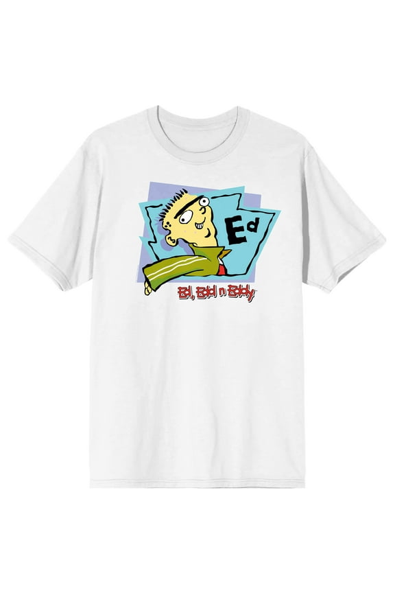 Ed Edd N Eddy Ed In Blue & Purple Frames Crew Neck Short Sleeve Men's White T-shirt - 5XL