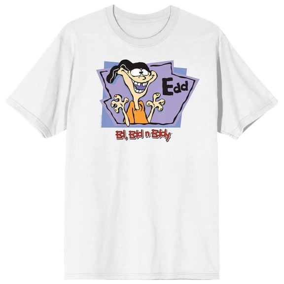 Ed Edd N Eddy Edd In Lavender & Purple Frames Crew Neck Short Sleeve Men's White T-shirt-Large