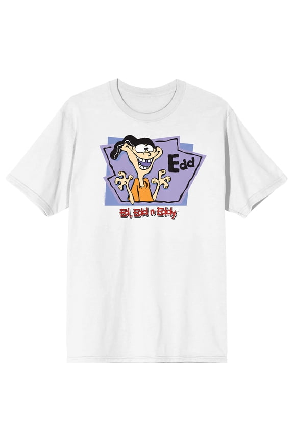Ed Edd N Eddy Edd In Lavender & Purple Frames Crew Neck Short Sleeve Men's White T-shirt-Medium