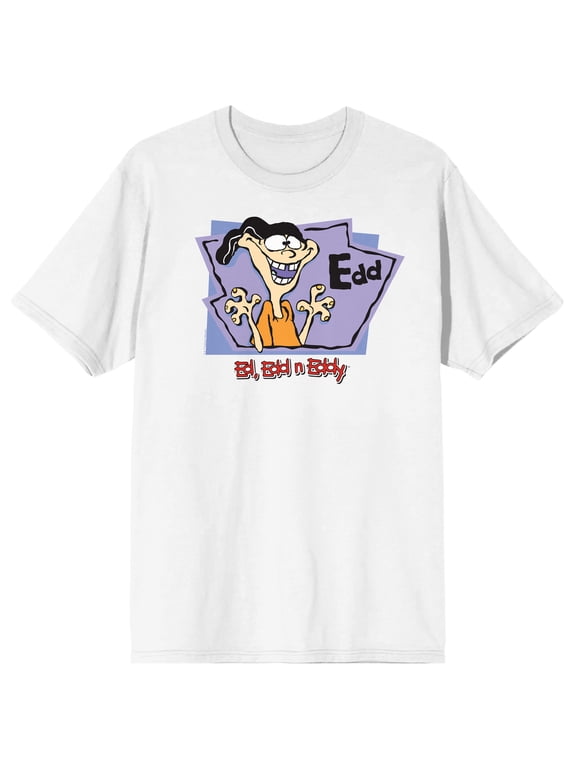 Ed Edd N Eddy Edd In Lavender & Purple Frames Crew Neck Short Sleeve Men's White T-shirt-XL