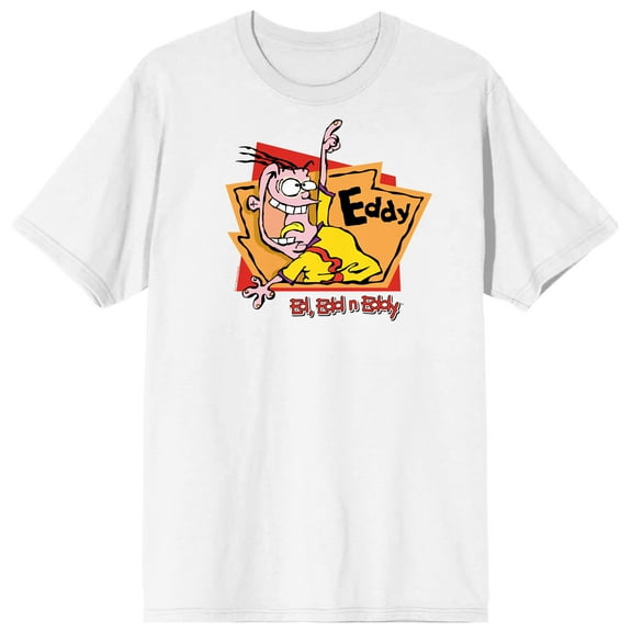 Ed Edd N Eddy Eddy In Orange & Red Frames Crew Neck Short Sleeve Men's White T-shirt-Small