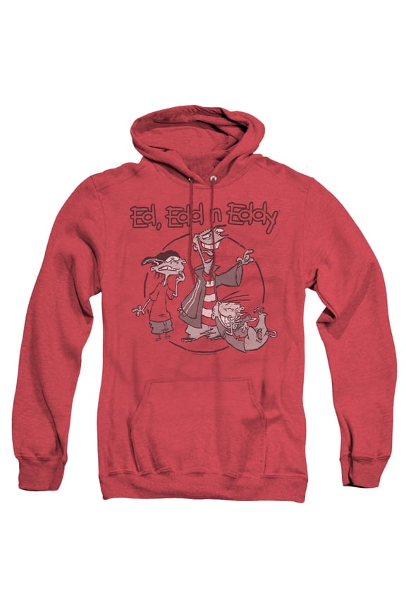 Ed Edd N Eddy Gang Adult Heather Hoodie Sweatshirt Red