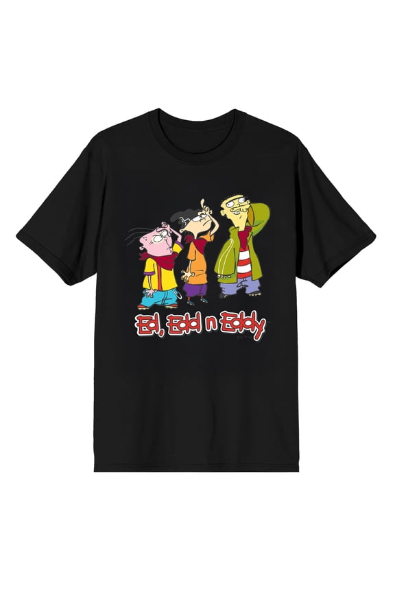 Ed, Edd N Eddy Loser Graphic Short Sleeve Tee for Adults | Unisex Black Cotton T-Shirt-Large