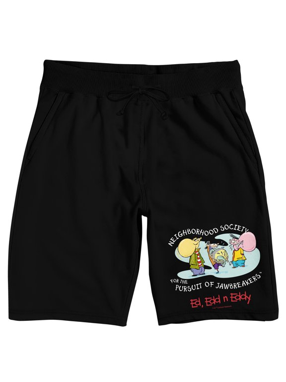 Ed Edd N Eddy Neighborhood Society For The Pursuit Of Jawbreakers Men's Black Sleep Pajama Shorts-Medium
