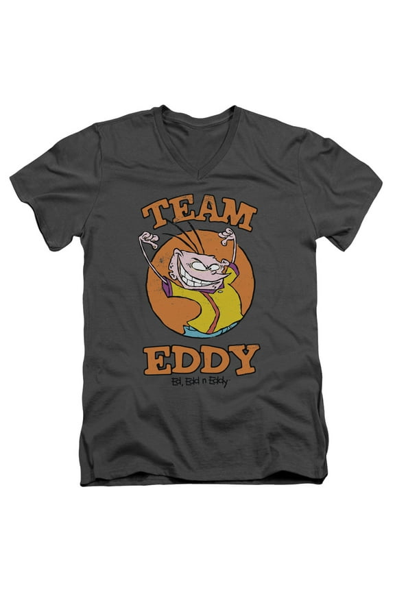 Ed Edd N Eddy Team Eddy S/S Adult V-Neck 30/1 T-Shirt Charcoal