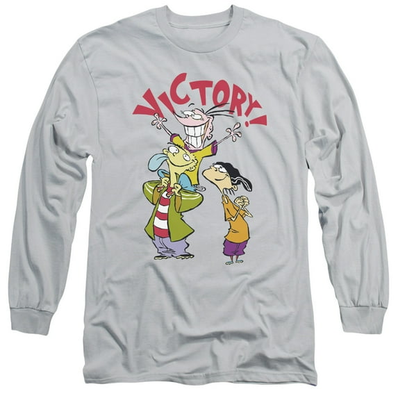 Ed Edd N Eddy Victory Long Sleeve Adult 18/1 T-Shirt Silver