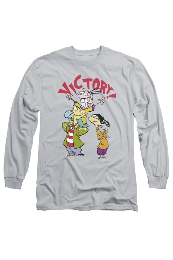 Ed Edd N Eddy Victory Long Sleeve Adult 18/1 T-Shirt Silver