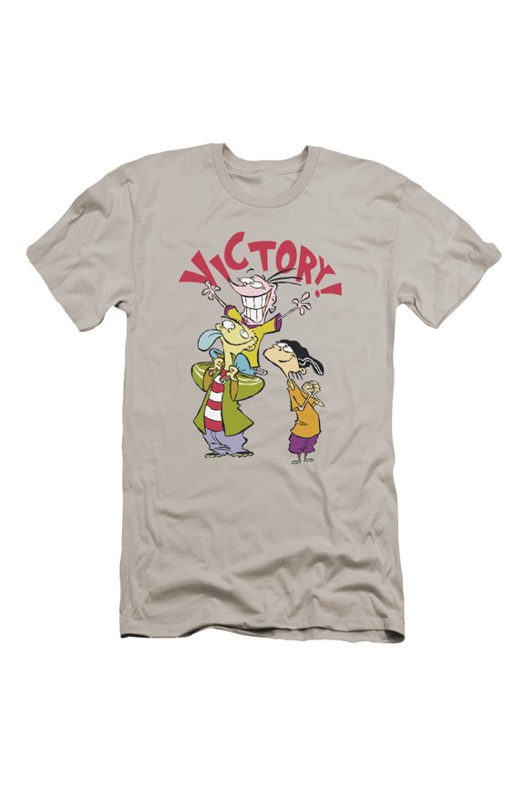 Ed Edd N Eddy Victory Premium Canvas Adult Slim Fit 30/1 T-Shirt Silver