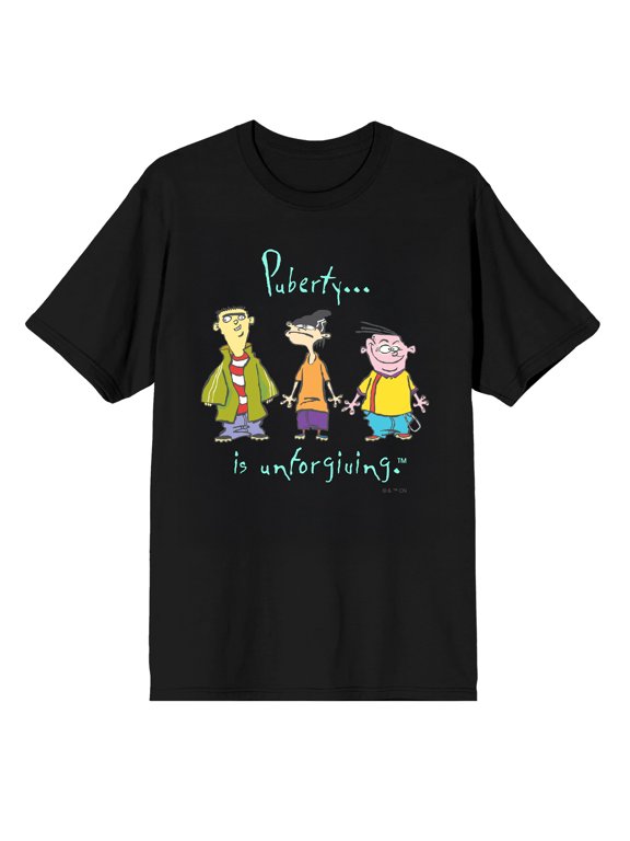 Ed, Edd n Eddy Puberty Is Unforgiving Men's Graphic Tee DTG Front Print Short Sleeve Crew Neck Officially Licensed Adult T-Shirt-XL