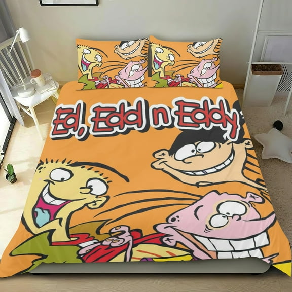 Ed, Edd n Eddy Themed Bed Sheet Set Three Piece Set 53x79 Inches Comfortable And Skin Friendly Unique Design Creating A Star Studded Night Home Decor Gifts For Family Friends fans