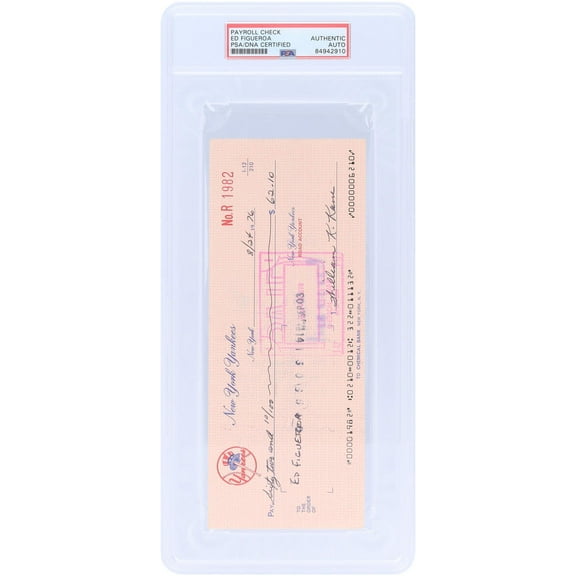 Ed Figueroa New York Yankees Autographed Check from August 24, 1976 - PSA 84942910 - Fanatics Authentic Certified