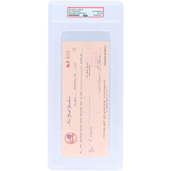 Ed Figueroa New York Yankees Autographed Check from February 24, 1979 - PSA 84942911 - Fanatics Authentic Certified