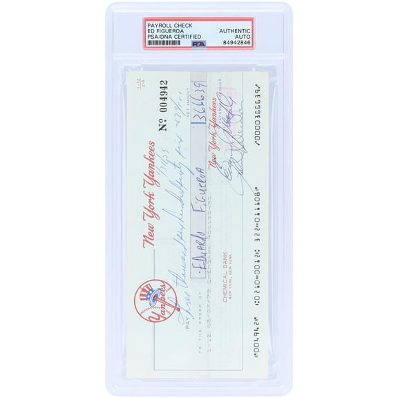 Ed Figueroa New York Yankees Autographed Check from January 31, 1979 - PSA 84942846 - Fanatics Authentic Certified
