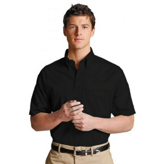 Ed Garments 1230 Men's Easy Care Short Sleeve Poplin Shirt - Black - XXX-Large