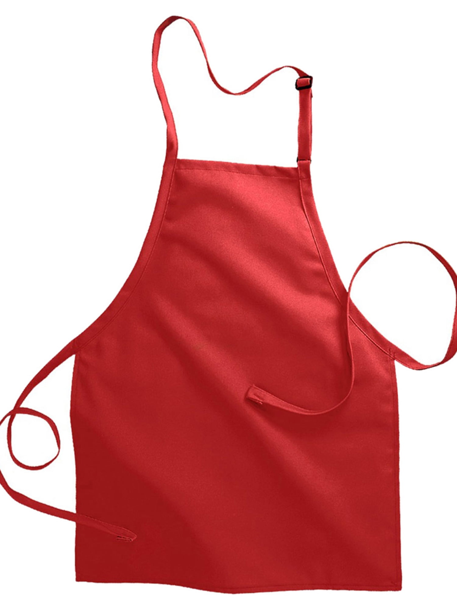 Red Adjustable Neck Pocketless Polyester Cotton Bib Apron
