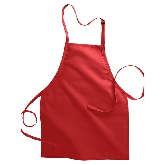 Ed Garments Machine Washable Pocketless Bib Apron, RED, One Size