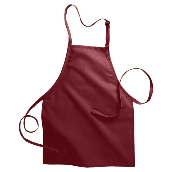 Ed Garments Machine Washable Pocketless Bib Apron, WINE, One Size