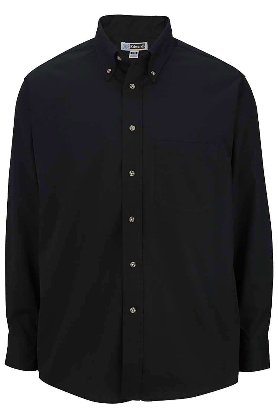 Ed Garments Men's Long Sleeve Button Down Poplin Shirt, BLACK, XX-Large ...