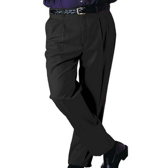 Ed Garments Men's Tall Business Casual Chino Pleated Pant, BLACK, 34 36
