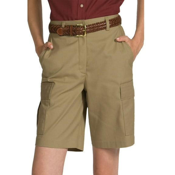 "Ed Garments Women's Casual Chino Flat Front Cargo Short, TAN, 8"