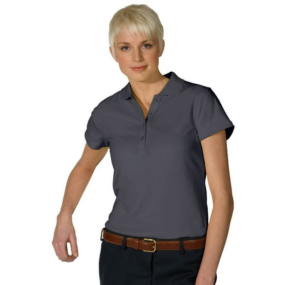 Ed Garments Women's Dry-Mesh Hi-Performance Polo Shirt, STEELE GREY, Small,5576,STEEL GREY,S