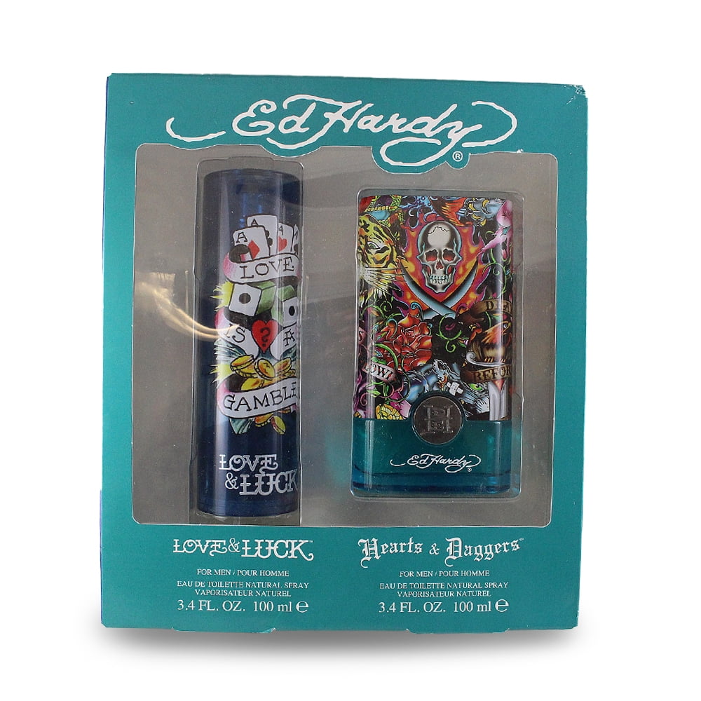 Ed Hardy 2 Pc. Gift Set (love & Luck Eau De Toilette Spray 3.4 Oz + Hearts & Daggers Eau De
