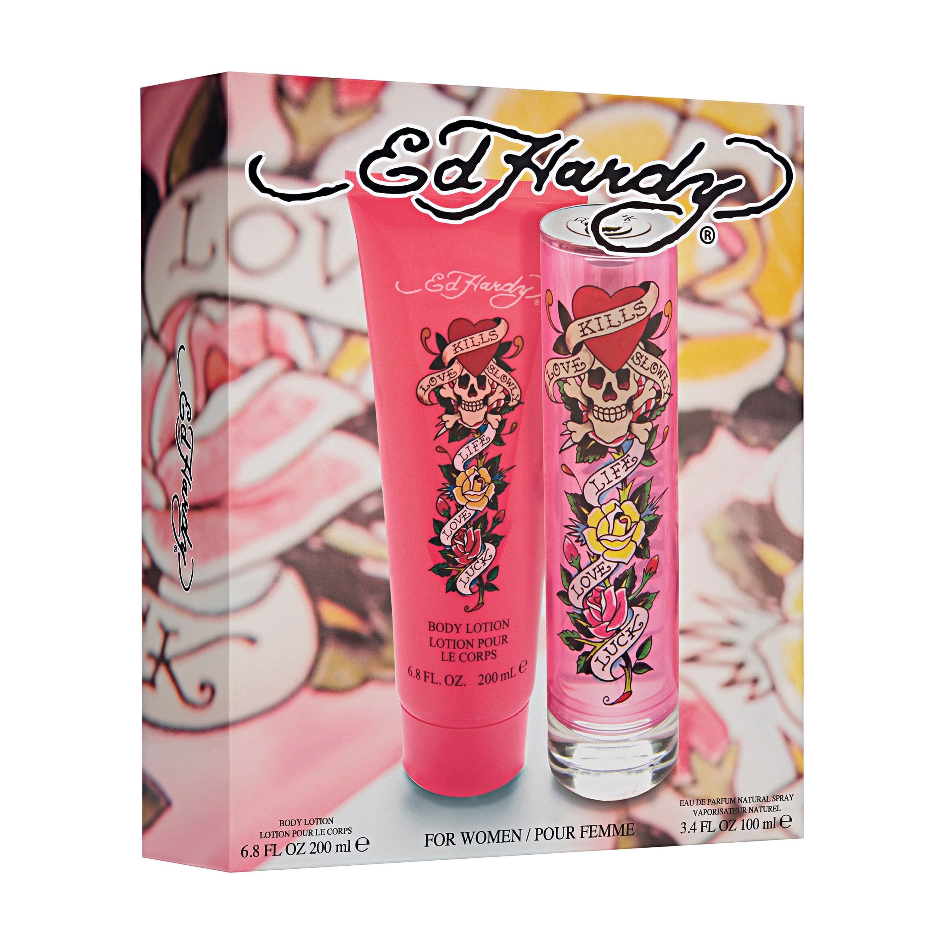 Ed Hardy 2 Piece Fragrance Gift Set For Women, 3.4 fl oz