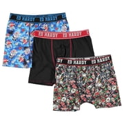 Ed Hardy 3-Pack Boys Boxer Briefs Multipack Performance Underwear, Breathable Stretch Fabric, Tattoo Skull Graphic Designs