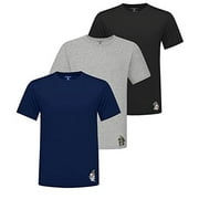 Ed Hardy 3-Pack Men's T-Shirts - Plain Micro Modal Short Sleeve Crew Neck Classic Tees - Mens Undershirts, Casual Tshirts, Gym/Work Clothes, Grey/Navy/Black, Large