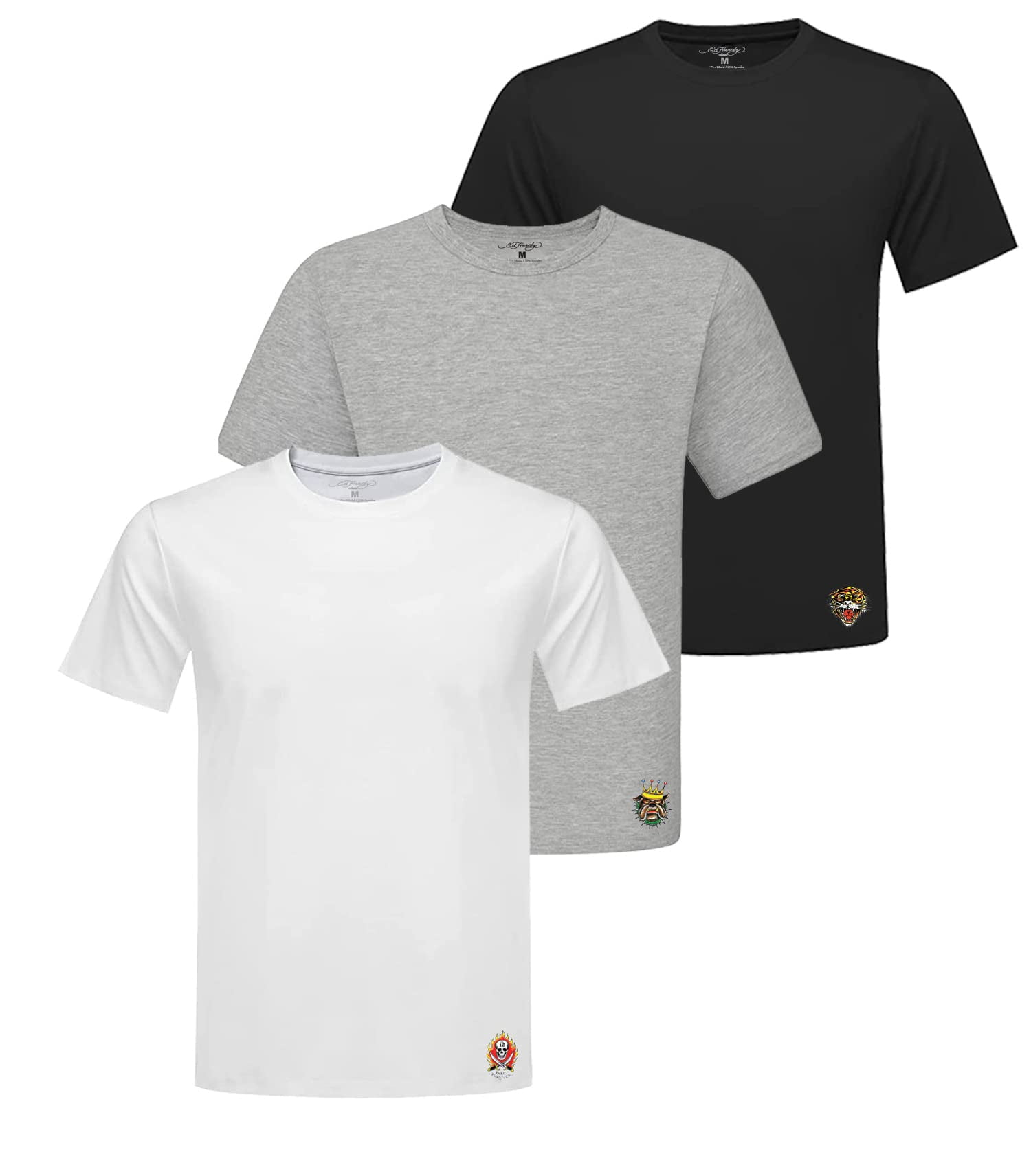 Ed Hardy 3-Pack Men's T-Shirts - Plain Micro Modal Short Sleeve