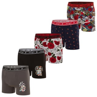 ED HARDY Mens Boxer Briefs Active Stretch Breathable Underwear, Comfortable Gym Boxer Briefs Multipack, Multicolor, Small