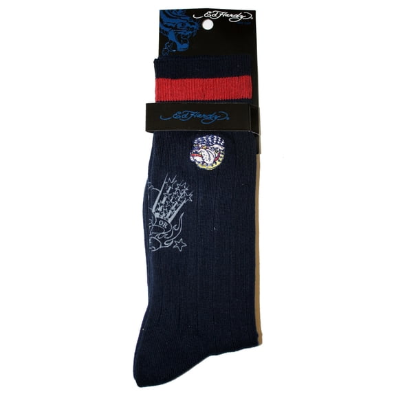 Ed Hardy Bulldog Men's Crew Socks - Navy