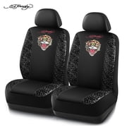 Ed Hardy Car Seat Covers, Fashion Leopard Print Front Seat Covers with Tiger Graphic, Universal Fit, Airbag Compatible for Cars, SUVs and Trucks yellow Front Se