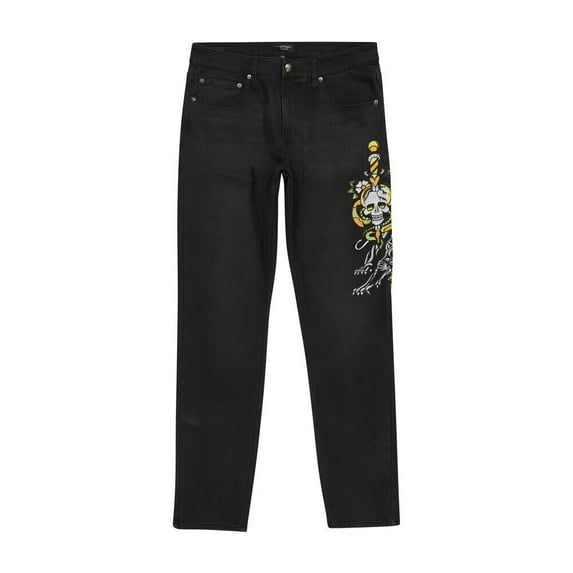 Ed Hardy Dagger Skull Slim Taper Jean - MEHD8301S-4 (Black, 38)