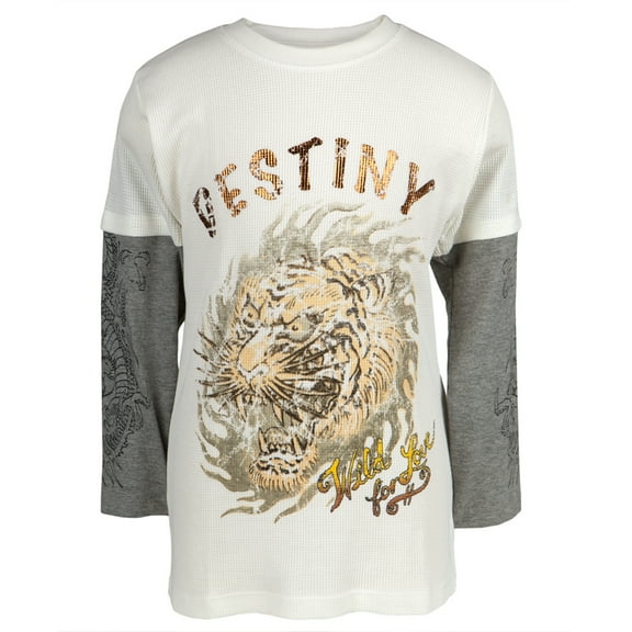 Ed Hardy - Destiny Tiger Youth 2fer Long Sleeve T-Shirt - Youth Large