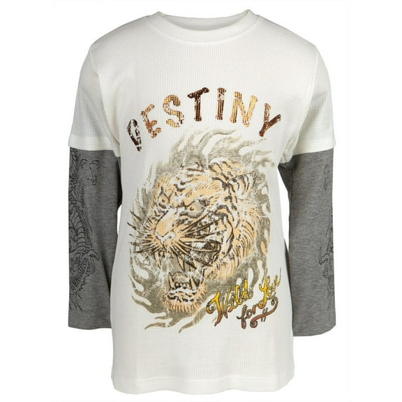 Ed Hardy - Destiny Tiger Youth 2fer Long Sleeve T-Shirt - Youth X-Large