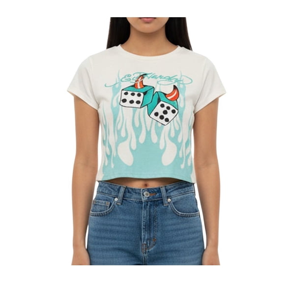 Ed Hardy Deviled Dice Baby Tee - EHW1104-198 (Ivory, S)