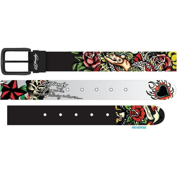 Ed Hardy Finest Tattooing Reversible Belt - BX95409EHQB (Grey/Black, 36)