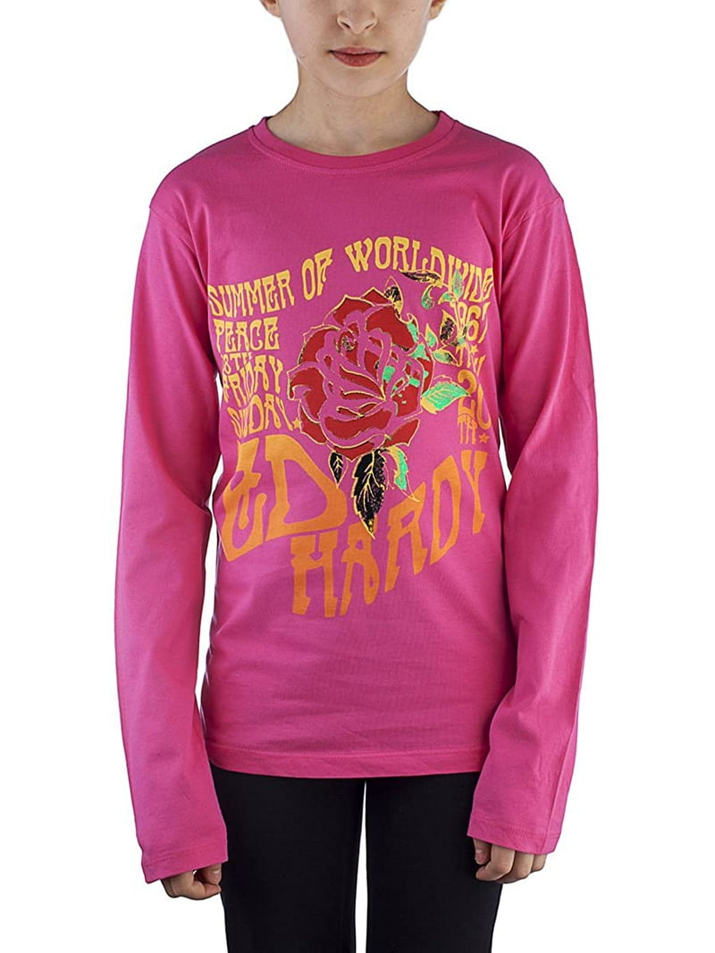 Ed Hardy Kids Girls Long Sleeve T-Shirt - Walmart.com