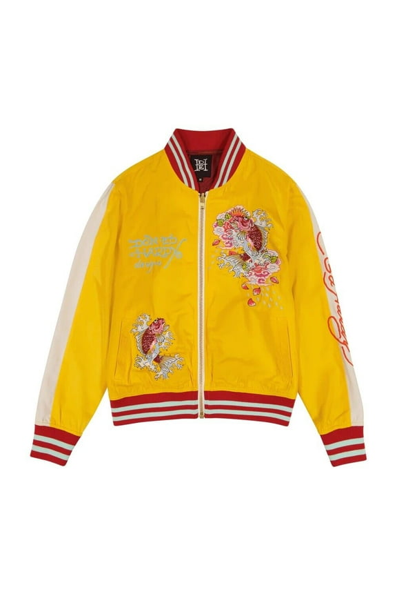 Koi Cranes Souvenir Jacket - EHWS7100-3 (Gold/White, M)