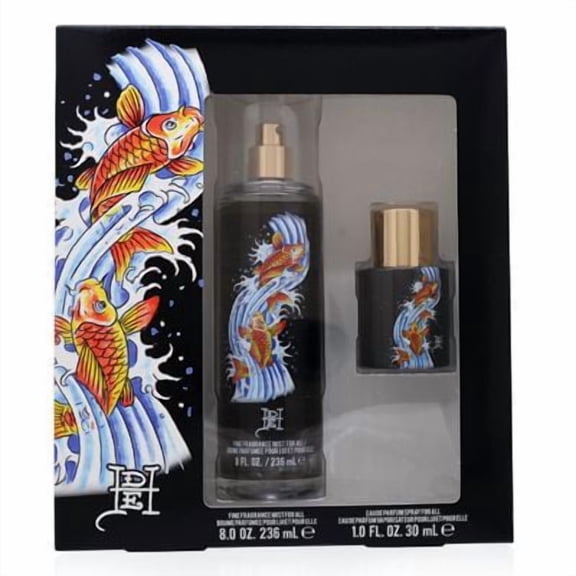 Ed Hardy Koi Wave Eau de Parfum Spray 2 Piece Gift Set, Unisex Fragrance