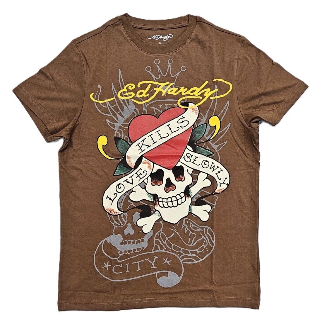 Ed Hardy LKS Skull Short Sleeve T-Shirt - EHMD1100-123 (Cocoa, L ...