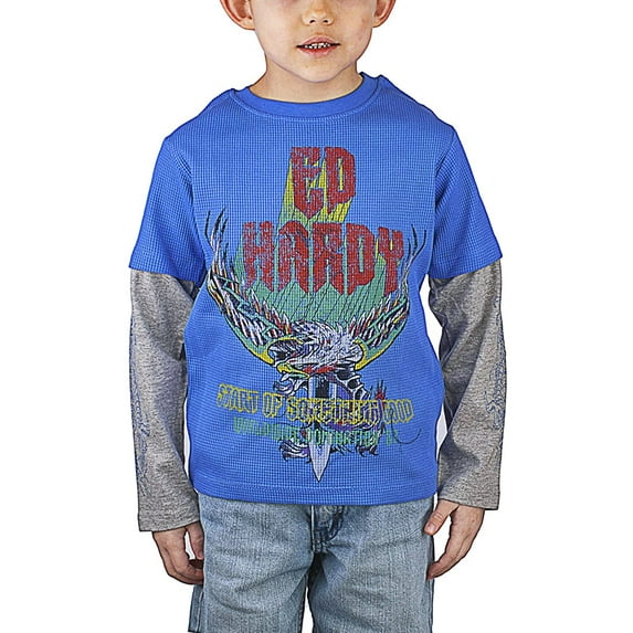 Ed Hardy Little Boys Thermal T-Shirt - Cobalt - 2/3