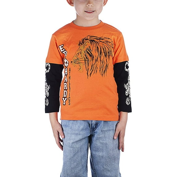 Ed Hardy Little Boys' Toddlers Long Sleeve Cap Style T-Shirt - Orange - 2/3