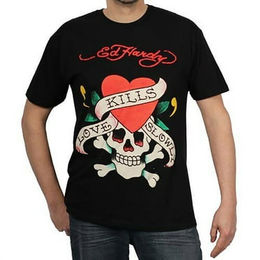Ed Hardy Love Kills Slowly T-Shirt Black Cotton
