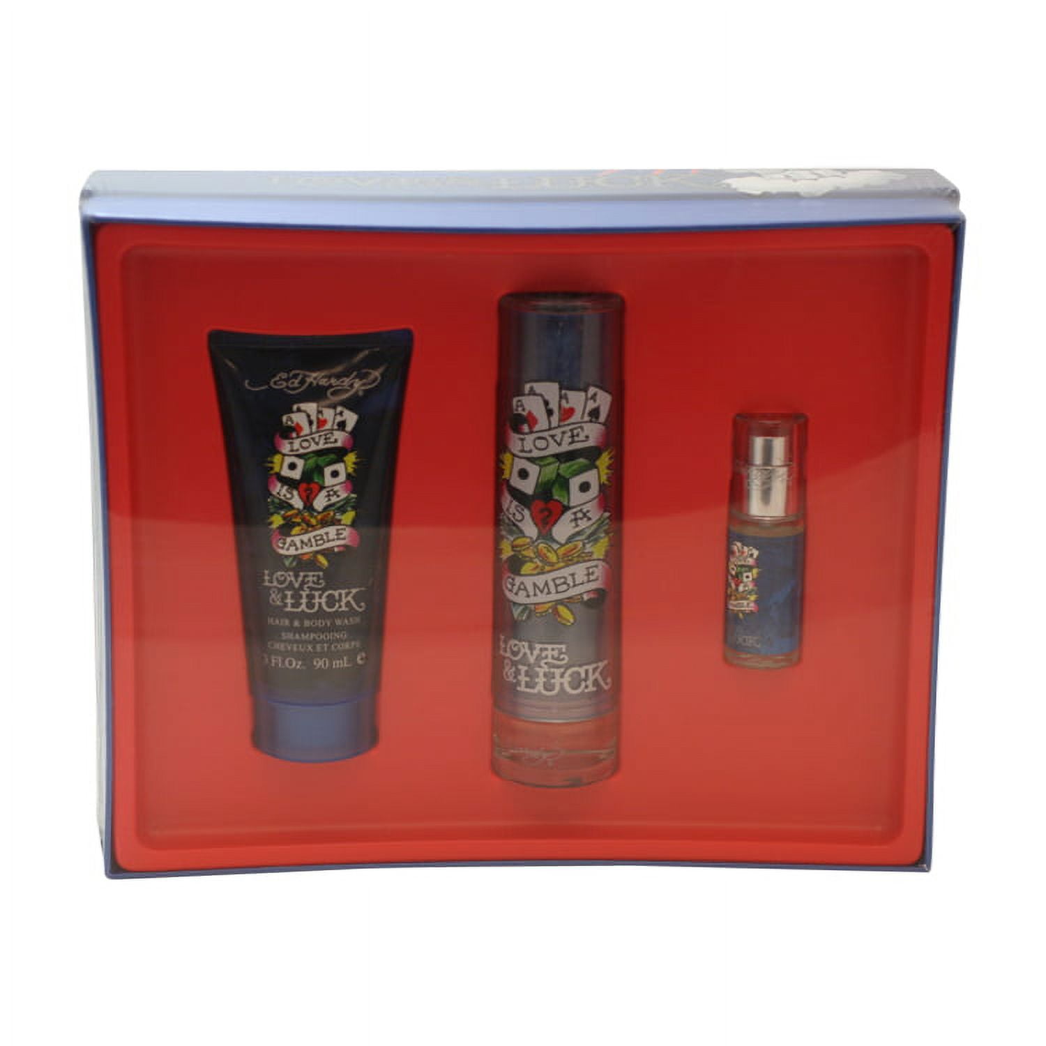 Ed Hardy Love & Luck Love Is A Gamble 3 Pc. Gift Set ( Eau De Toilette Spray 1.7 Oz & .25 Oz